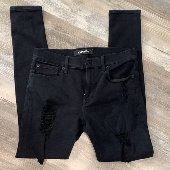 Express black distressed jegging - Picture 2 of 3